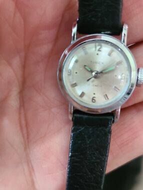 Vintage Working Timex Manual Wind Watch with Black Strap